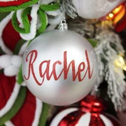 Personalised Silver Shatterproof Christmas Bauble Cheap