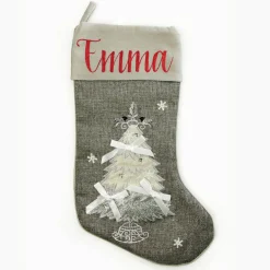 Personalised Silver Tree Christmas Stocking Sale