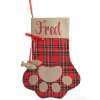 Personalised Tartan Cat Paw Christmas Stocking Shop