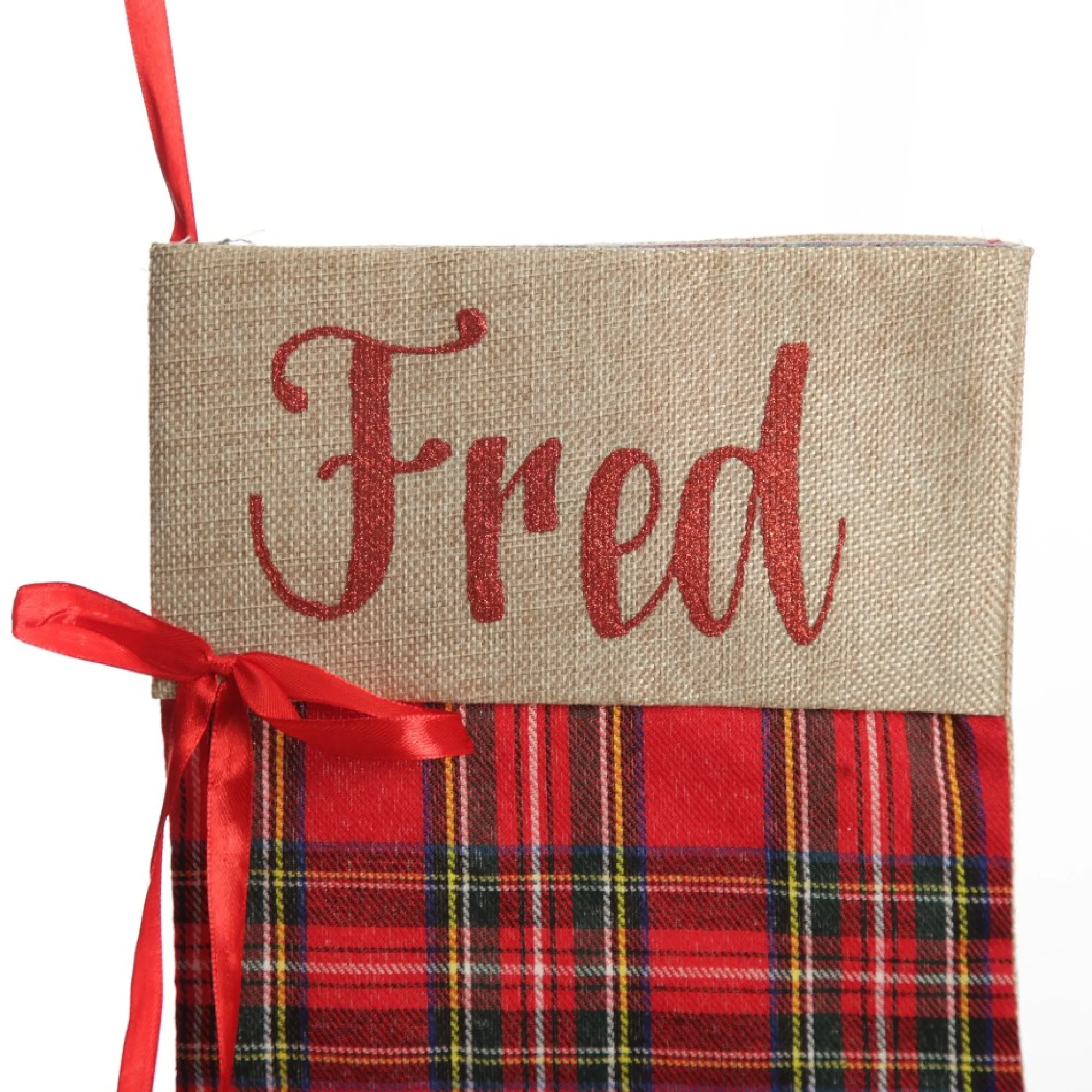 Personalised Tartan Cat Paw Christmas Stocking Shop