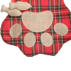 Personalised Tartan Cat Paw Christmas Stocking Shop