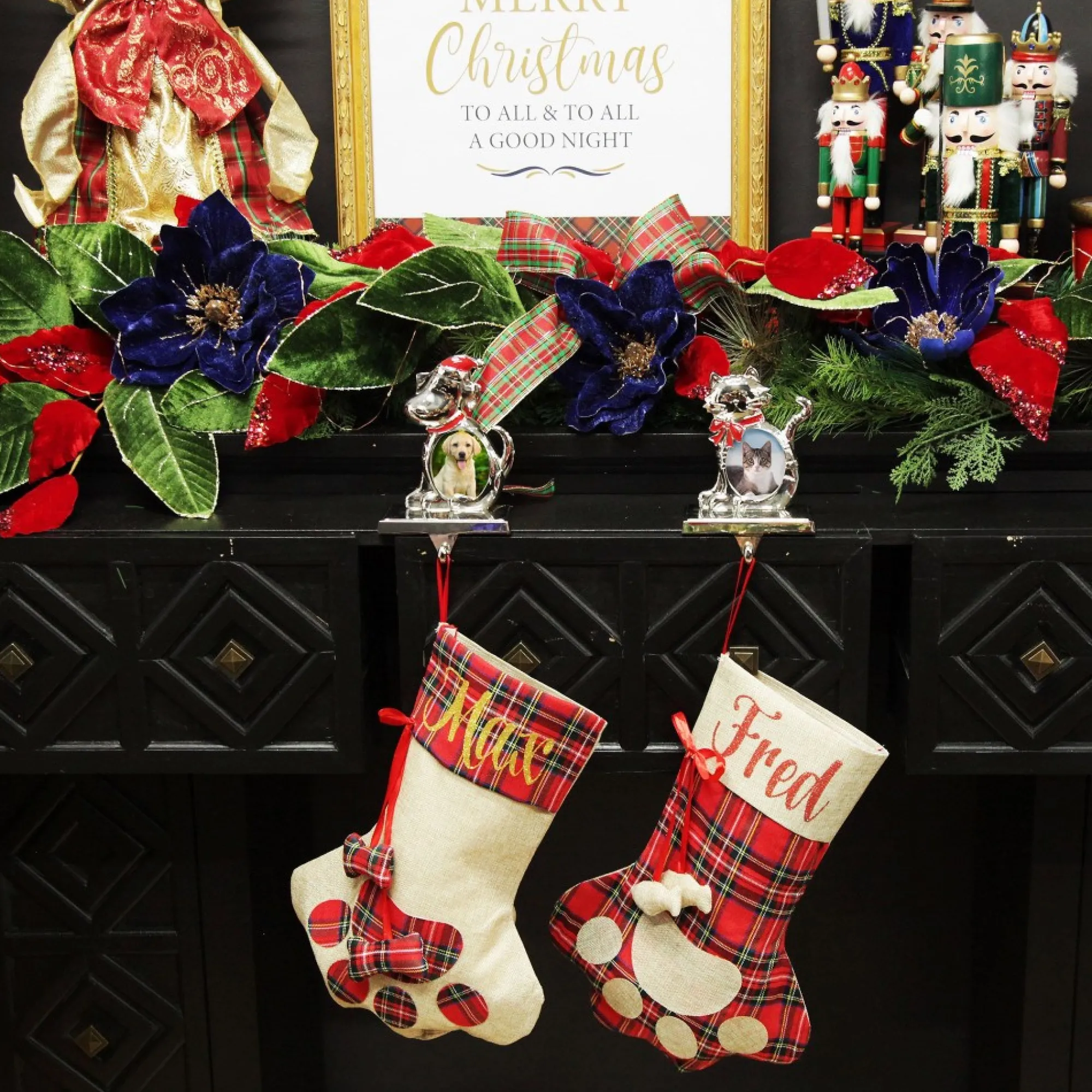 Personalised Tartan Cat Paw Christmas Stocking Shop