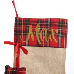 Personalised Tartan Dog Paw Christmas Stocking New