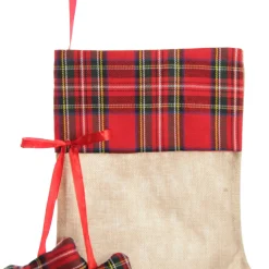 Personalised Tartan Dog Paw Christmas Stocking New