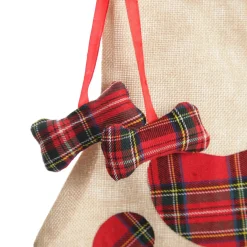 Personalised Tartan Dog Paw Christmas Stocking New