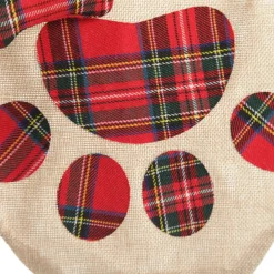 Personalised Tartan Dog Paw Christmas Stocking New