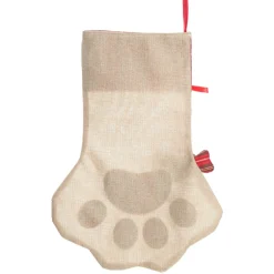 Personalised Tartan Dog Paw Christmas Stocking New