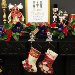 Personalised Tartan Dog Paw Christmas Stocking New