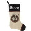 Personalised Vintage Reindeer Christmas Stocking - Black Cuff Outlet