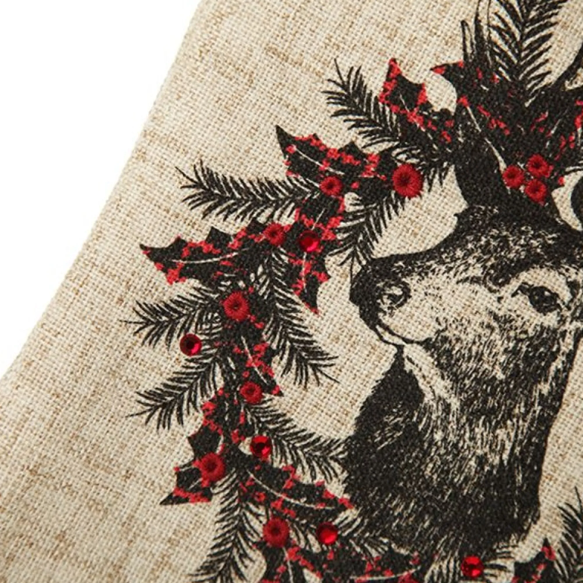 Personalised Vintage Reindeer Christmas Stocking - Black Cuff Outlet