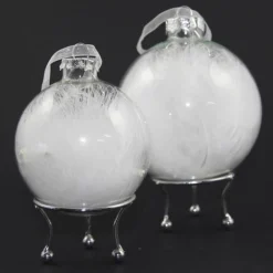 Personalised White Feather Clear Glass Christmas Bauble Discount