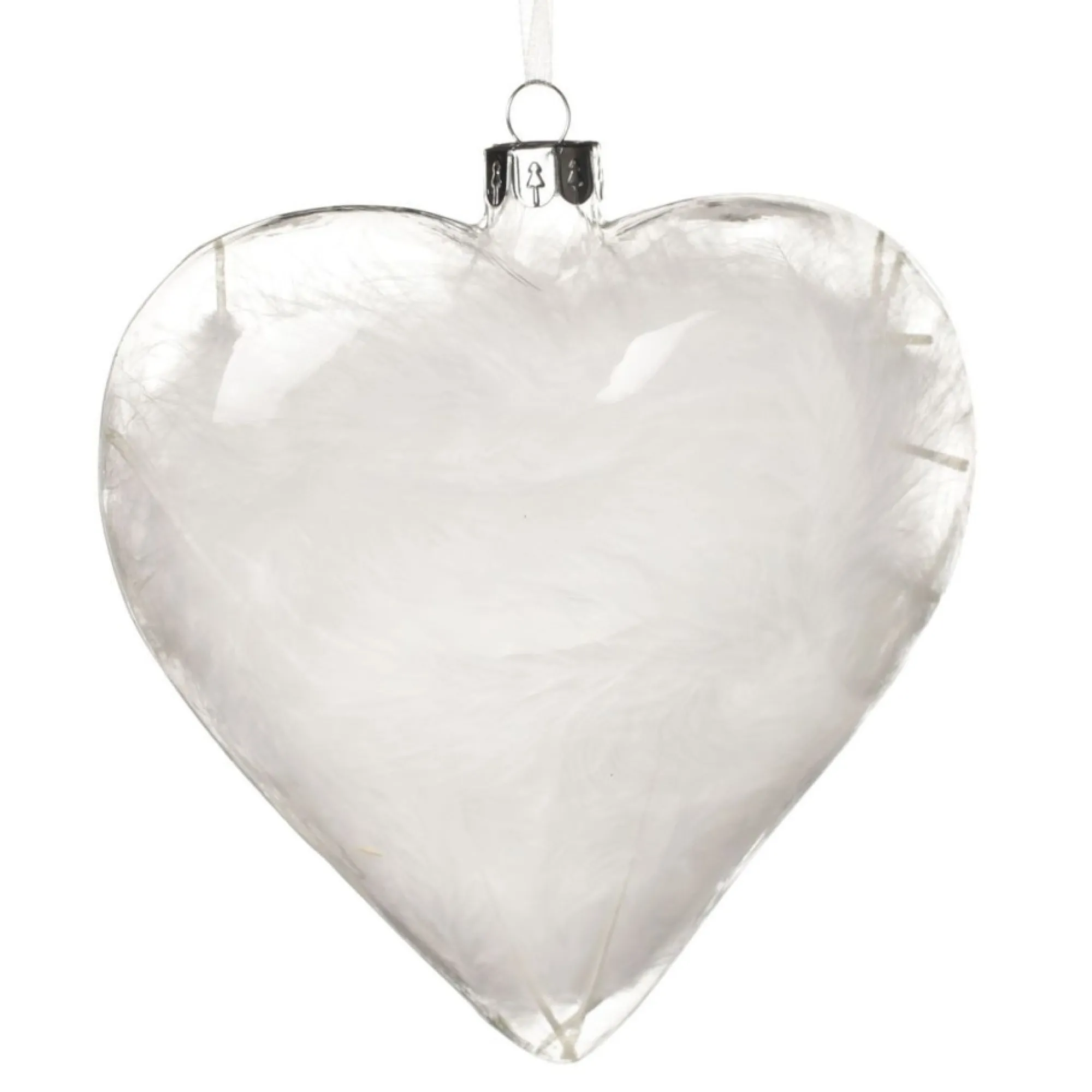 Personalised White Feather Glass Heart New