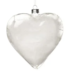 Personalised White Feather Glass Heart New