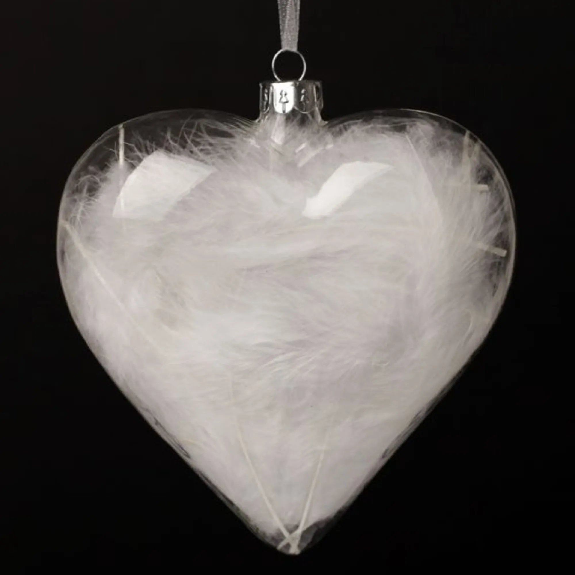 Personalised White Feather Glass Heart New