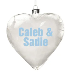 Personalised White Feather Glass Heart New