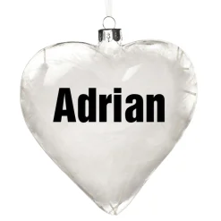 Personalised White Feather Glass Heart New