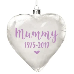 Personalised White Feather Glass Heart - Heaven in Our Home Hot