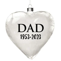 Personalised White Feather Glass Heart - Heaven in Our Home Hot