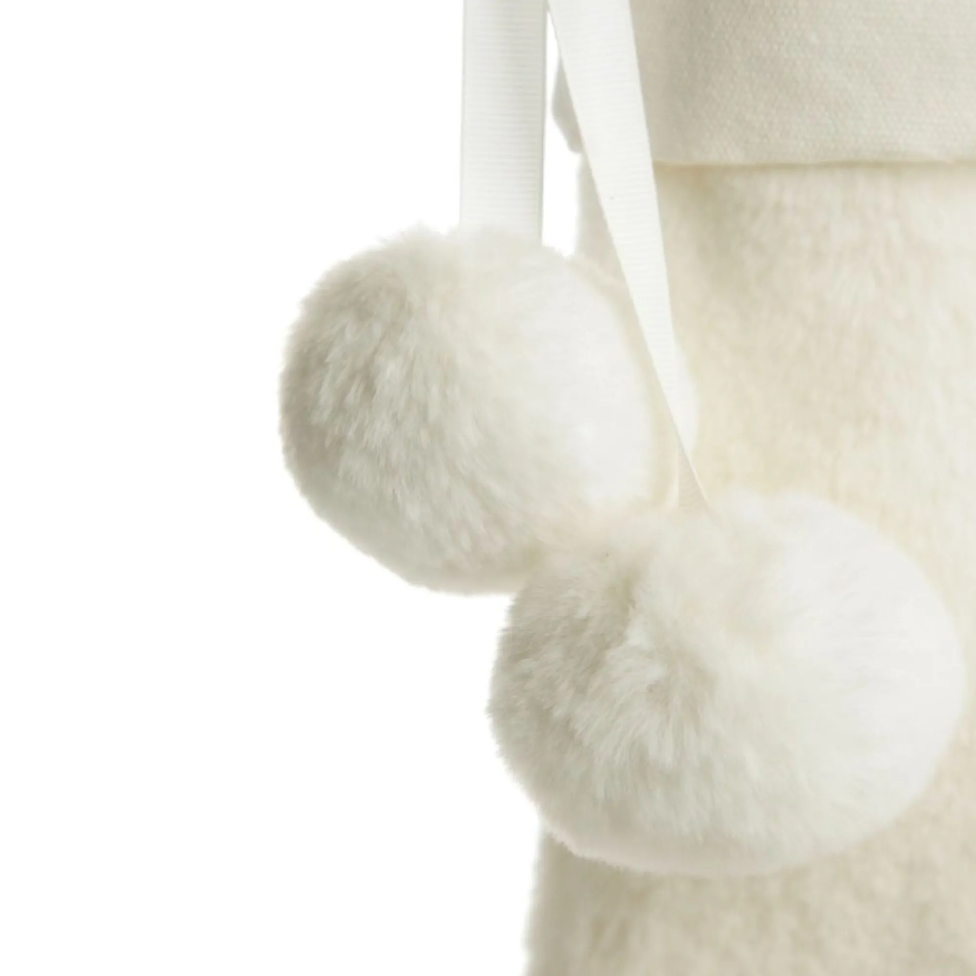 Personalised White Fur Christmas Stocking with Pom Poms Online