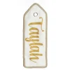 Personalised White Linen Santa Sack Tag with Burlap Piping Online