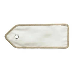 Personalised White Linen Santa Sack Tag with Burlap Piping Online