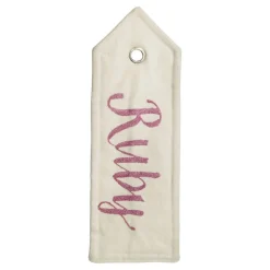 Personalised White Linen Santa Sack Tag Outlet