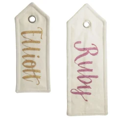 Personalised White Linen Santa Sack Tag Outlet