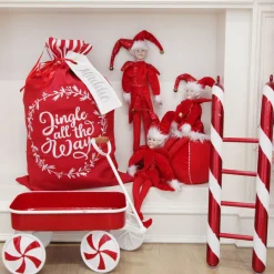 Personalised White Linen Santa Sack Tag Outlet