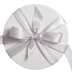 Personalised White Round Gift Box with Silver Ribbon Bow Best