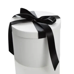 Personalised White Round Gift Box with Black Ribbon Bow Hot