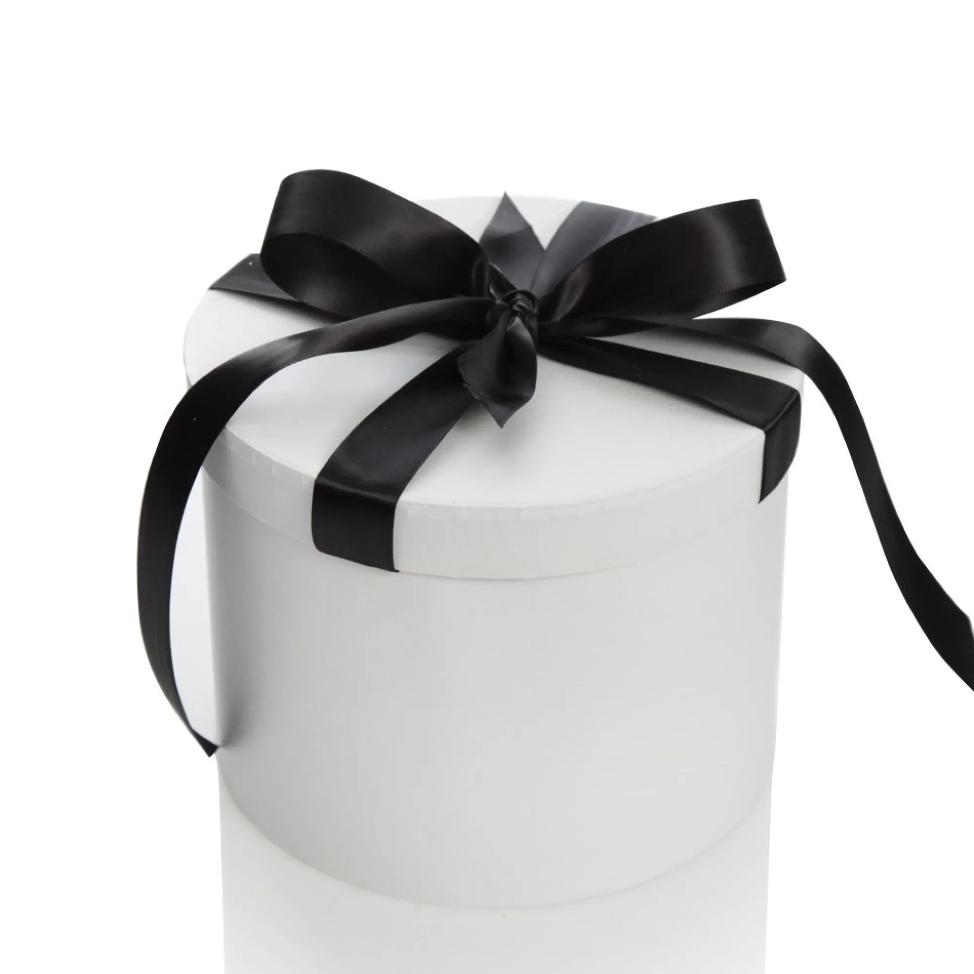 Personalised White Round Gift Box with Black Ribbon Bow Hot