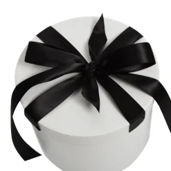 Personalised White Round Gift Box with Black Ribbon Bow Hot