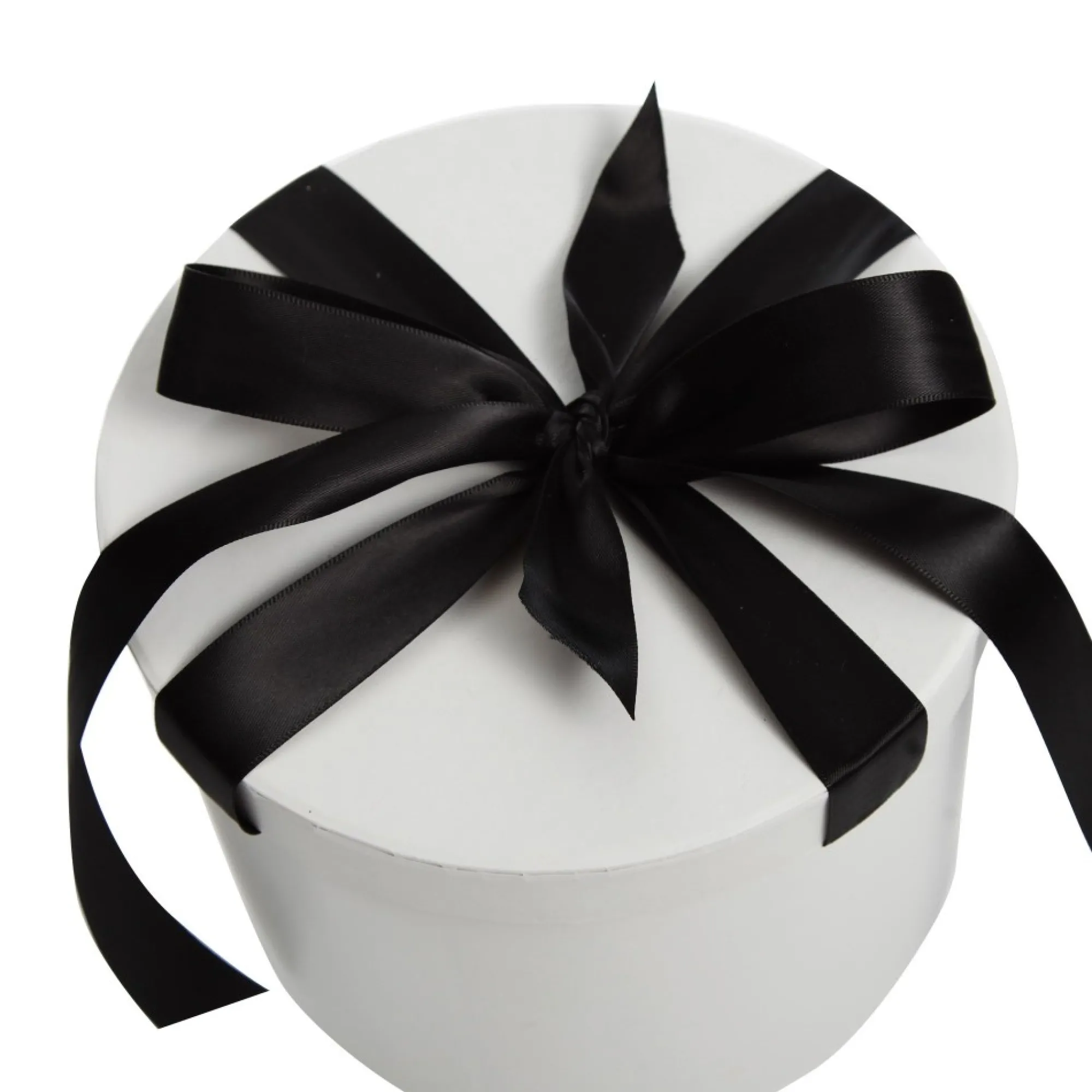 Personalised White Round Gift Box with Black Ribbon Bow Hot