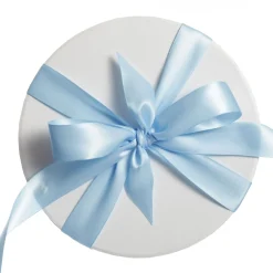 Personalised White Round Gift Box with Baby Blue Ribbon Bow Shop