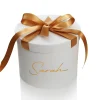 Personalised White Round Gift Box with Gold Ribbon Bow Online