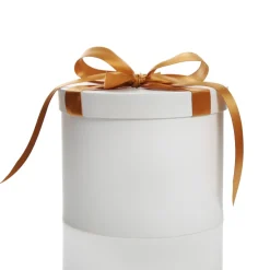 Personalised White Round Gift Box with Gold Ribbon Bow Online