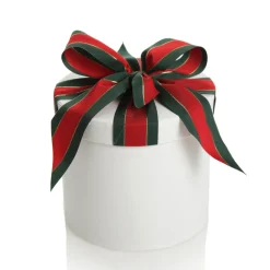 Personalised White Round Gift Box with Christmas Ribbon Bow Best Sale