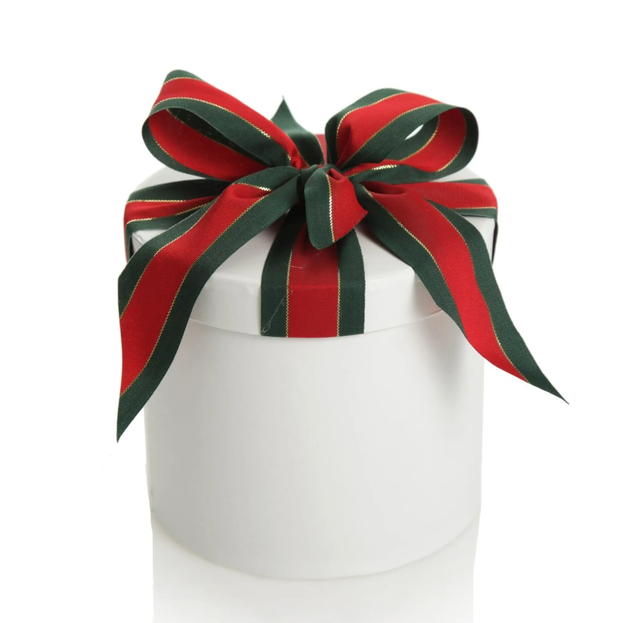 Personalised White Round Gift Box with Christmas Ribbon Bow Best Sale