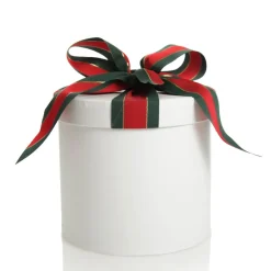 Personalised White Round Gift Box with Christmas Ribbon Bow Best Sale