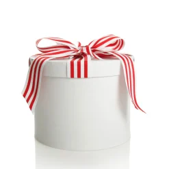 Personalised White Round Gift Box with Candy Cane Ribbon Bow Sale