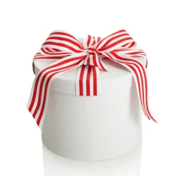 Personalised White Round Gift Box with Candy Cane Ribbon Bow Sale