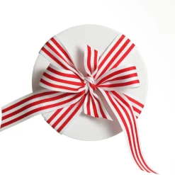 Personalised White Round Gift Box with Candy Cane Ribbon Bow Sale