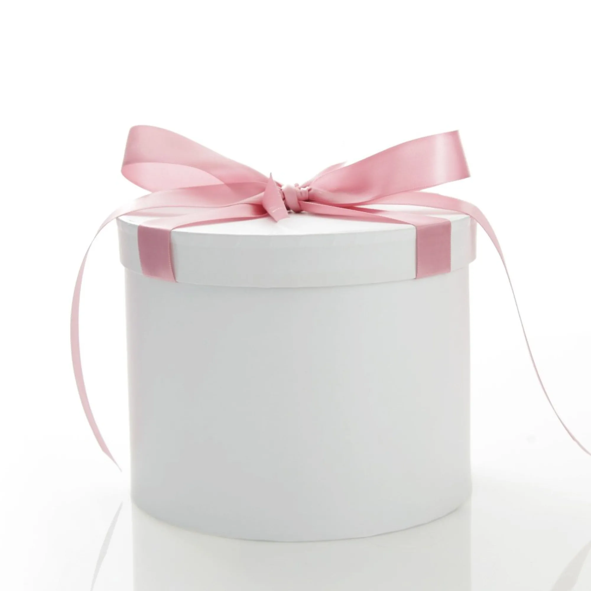 Personalised White Round Gift Box with Baby Pink Ribbon Bow Outlet