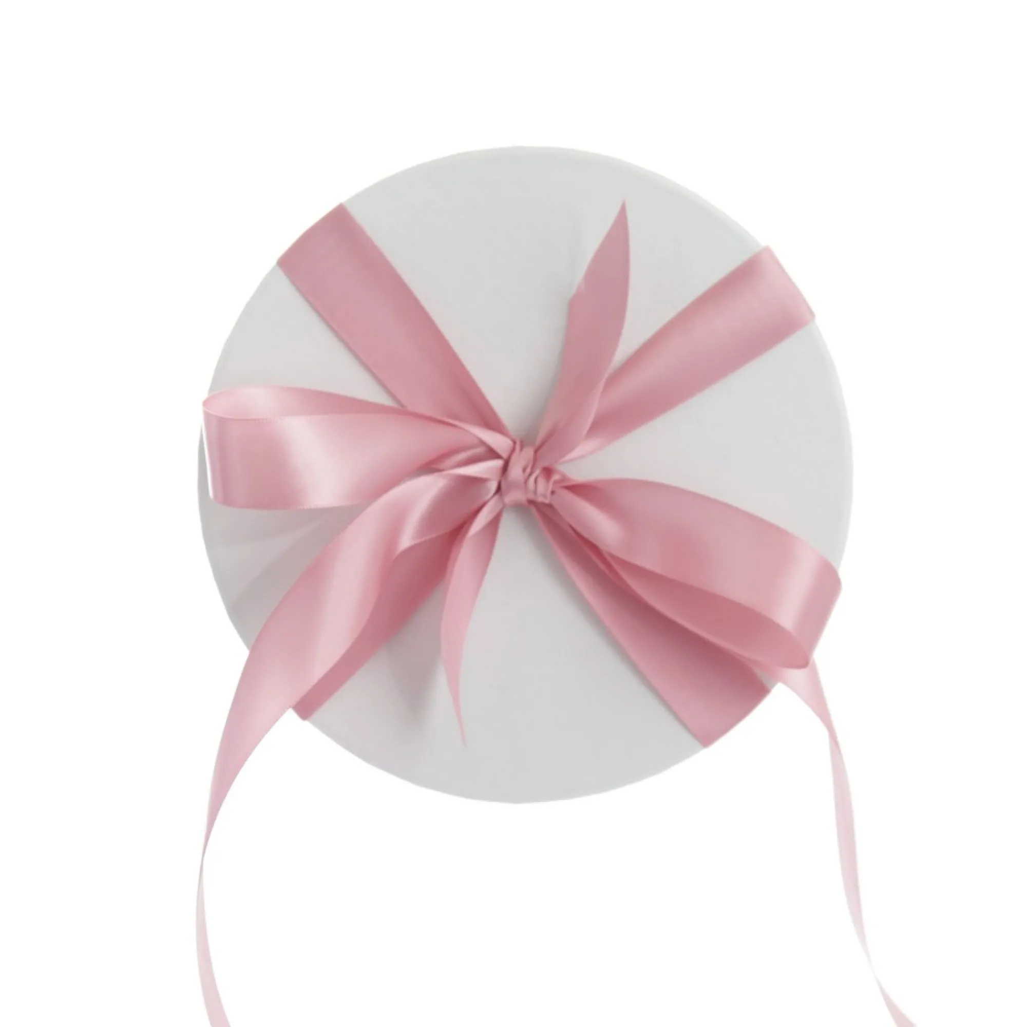 Personalised White Round Gift Box with Baby Pink Ribbon Bow Outlet