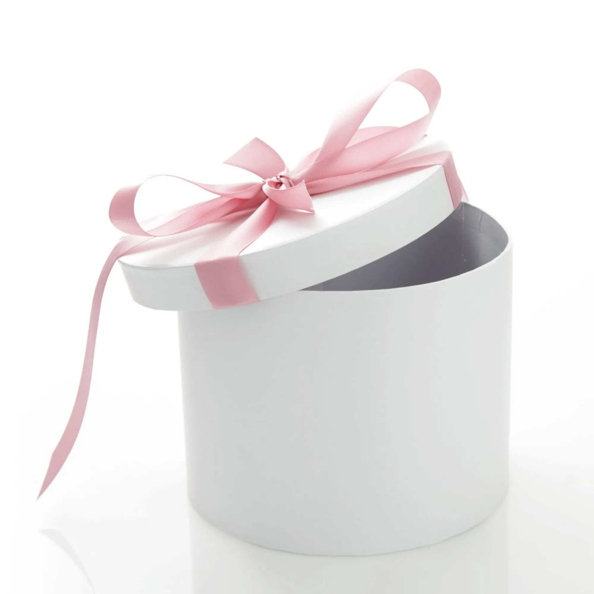Personalised White Round Gift Box with Baby Pink Ribbon Bow Outlet