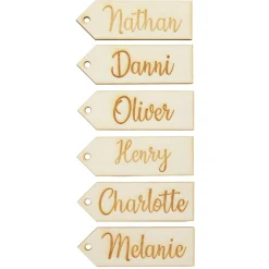 Personalised Wooden Etched Name Tags - Set of 6 Best Sale