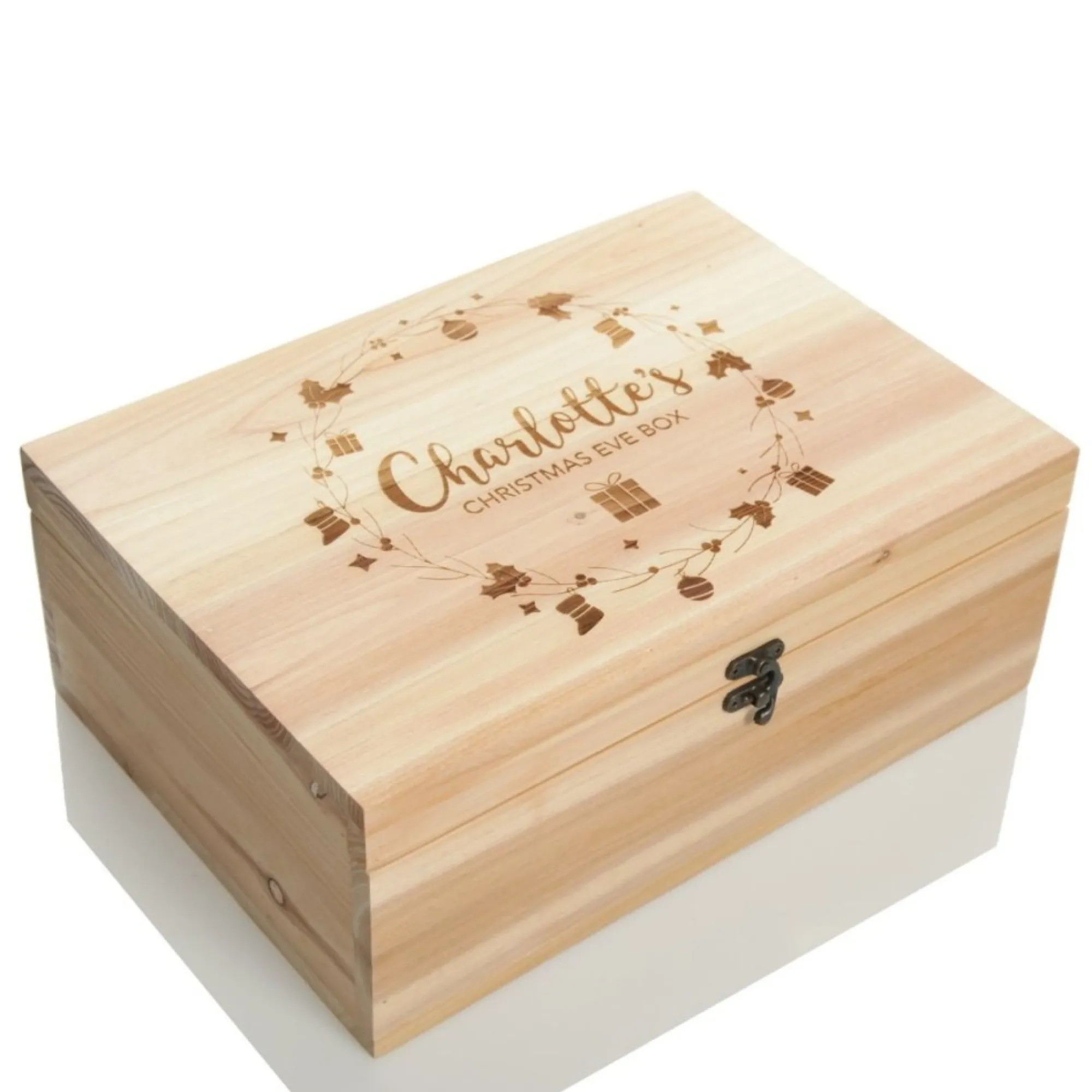 Personalised Wreath Wooden Christmas Eve Box Best