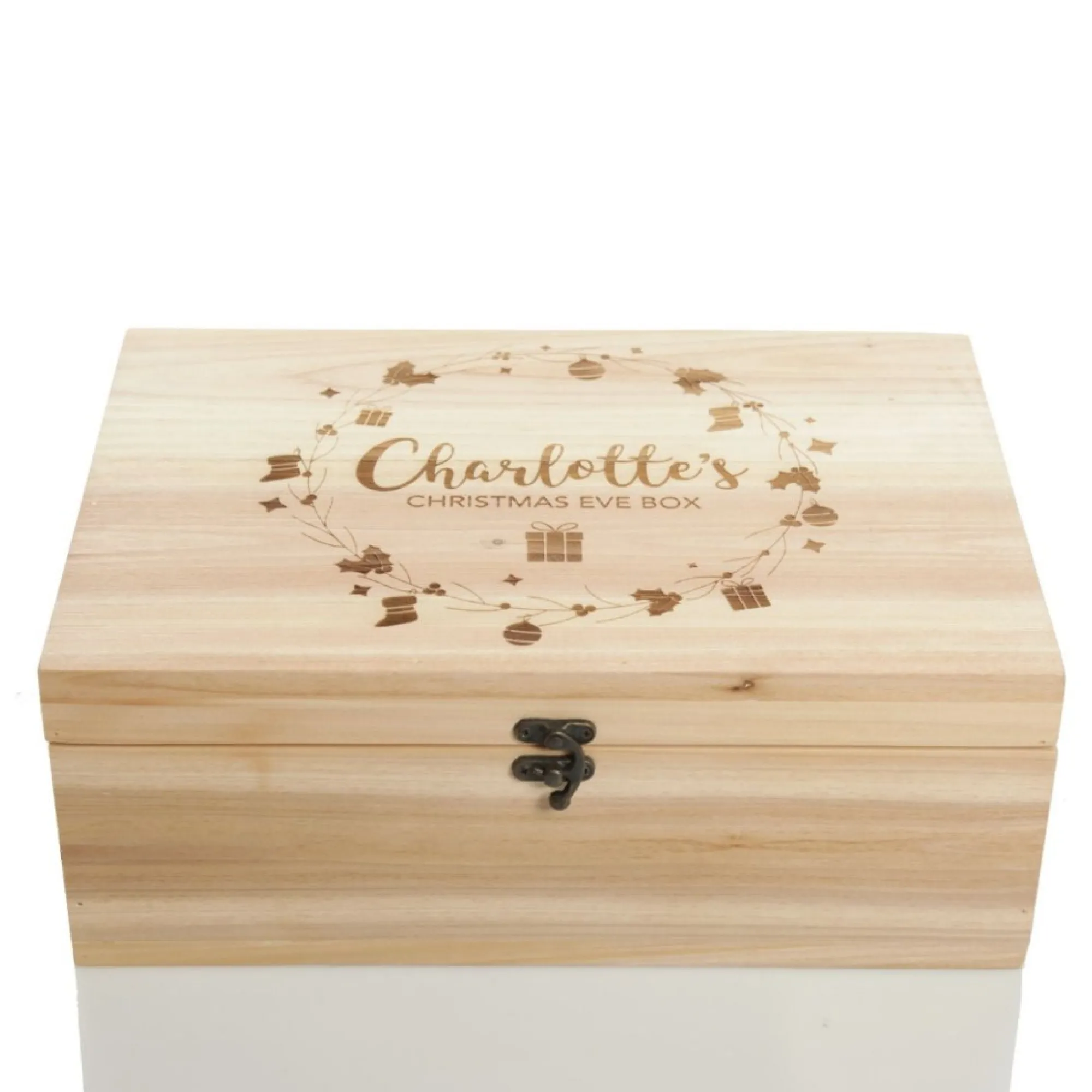 Personalised Wreath Wooden Christmas Eve Box Best