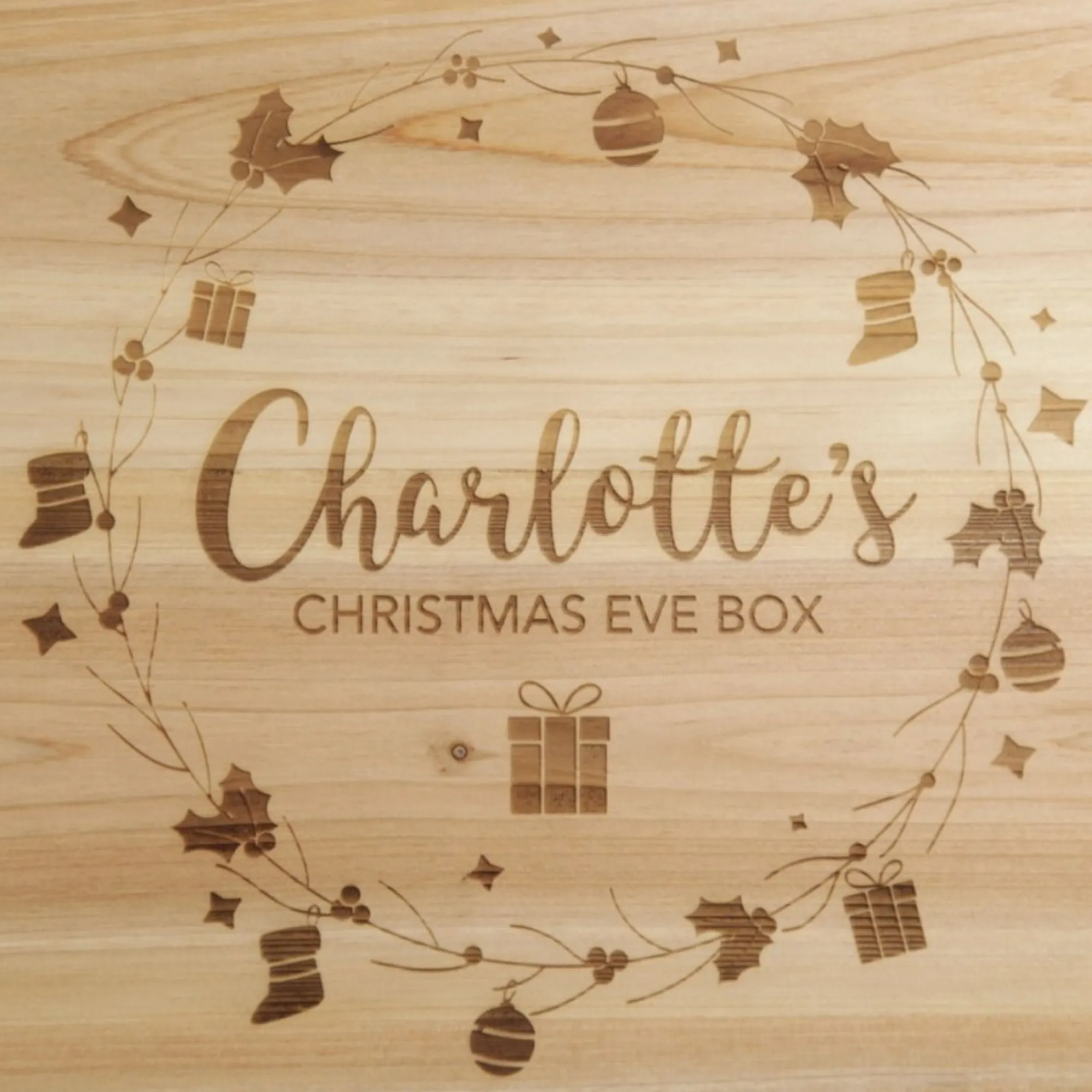 Personalised Wreath Wooden Christmas Eve Box Best