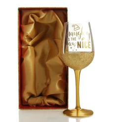 Personanlised Naughty is the New Nice Christmas Wine Glass Best
